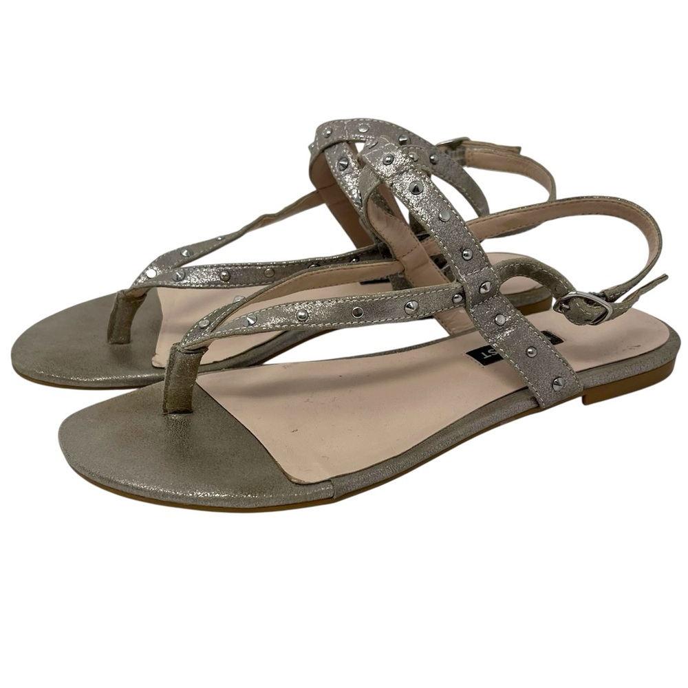 Nine West strappy silver studded sandals 7.5